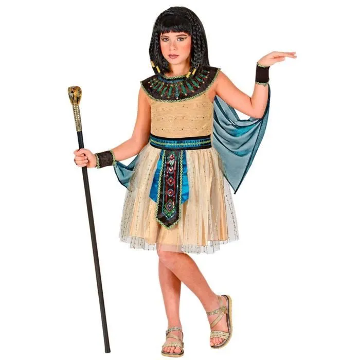 Déguisement robe reine égyptienne fille - 8-10 ans (140 cm) - Multicolore - Tissu-0