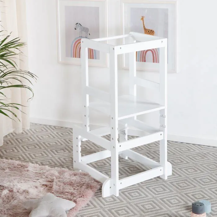 ROBA Tour d'Apprentissage - Escabeau Sûr pour Enfants - Idéal comme Aide de Cuisine - Supporte jusqu'à 80 kg - Blanc-4