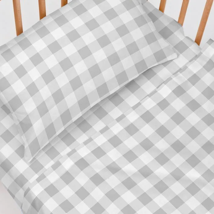 Parure de lit 2 pièces Vichy 120x180 cm (Lit Bébé)-1