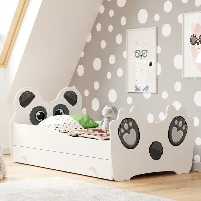 Lit enfant "PANDA" 140x70cm +tiroir + matelas + sommier-0