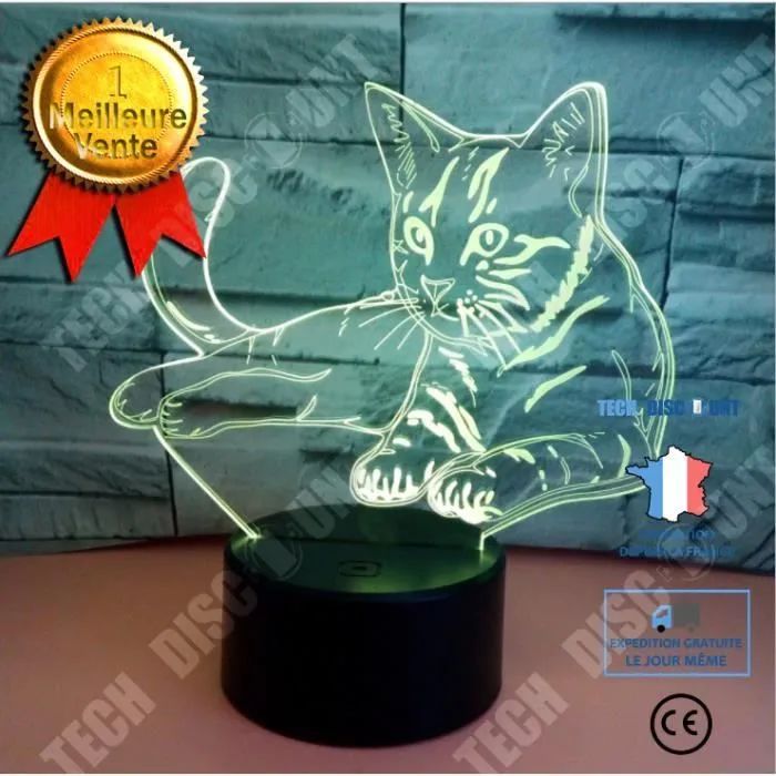 TD® xm12947-3D Veilleuse Abstrait Cercle Amour Noeud Ampoule 3D 3D Lumière Illusion Holographique 7 Changement De Couleur Lu-0