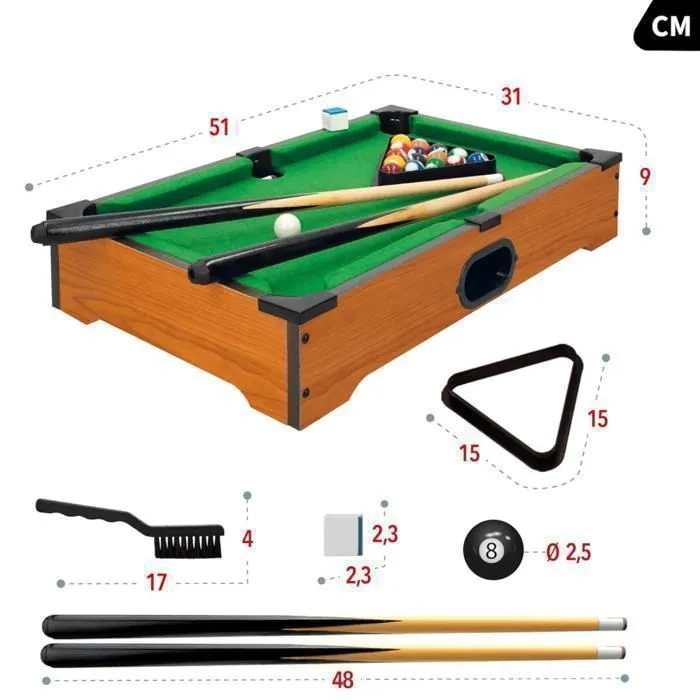 DEVESSPORT Mini Billard de Table avec Retour de Balles - Idéal pour Enfants avec Accessoires.-3