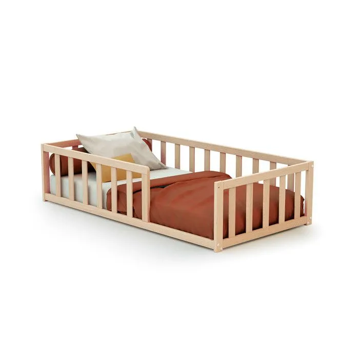 WEBABY -  Lit enfant au sol en bois 70 x 140 KAÏA  Hêtre Brut - 70x140-0