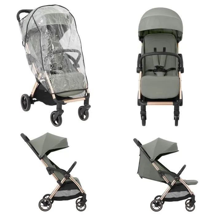 Kikkaboo Poussette, Buggy Eden jusqu'à 22 kg Suspension Protection pluie pliable [Vert]-3