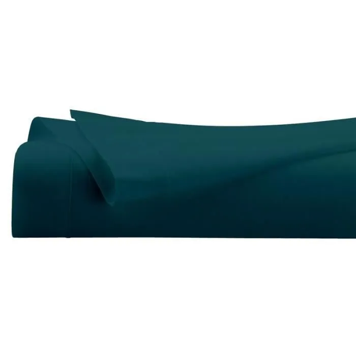 Drap Plat 2 Personnes "Percale" 240x290cm Bleu Egéen-1