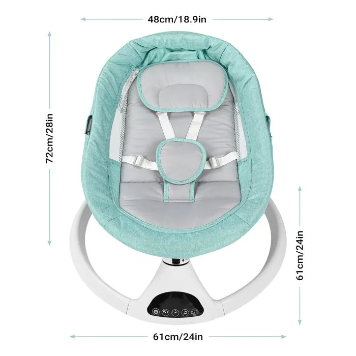 Transat Balancelle Électrique Bébé 0-12 mois jusqu'à 20KG, 5 Vitesses avec Coussin de Siège, Vert-4
