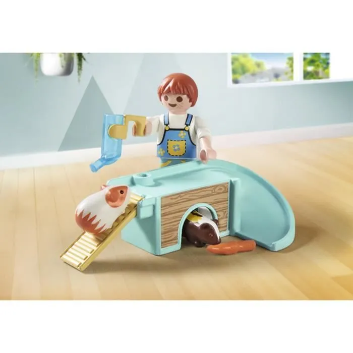 PLAYMOBIL 71746 Enfant avec 2 cochons d'Inde et aire de jeux, My Life, 10 pièces, Dès 4 ans-2