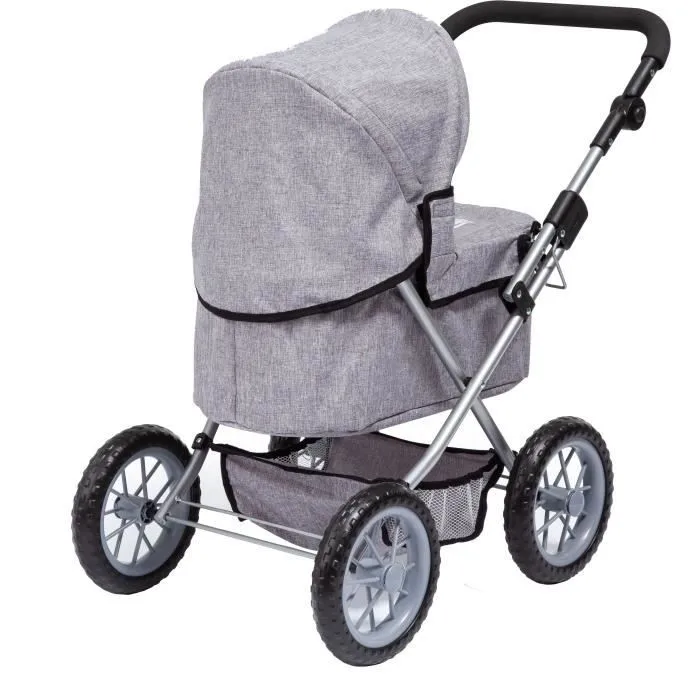 Landau pour poupée BAYER Trendy - Gris - Guidon réglable - Pliable - Pour poupées jusqu'à 46cm-1