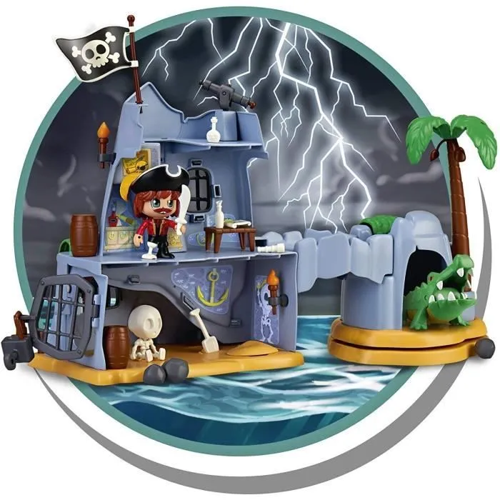 Action Pinypon - île Pirate du capitaine Cayman avec 2 personnages, filles de 4 à 8 ans (célèbre 7 - Couleur: U Taille: Description-0