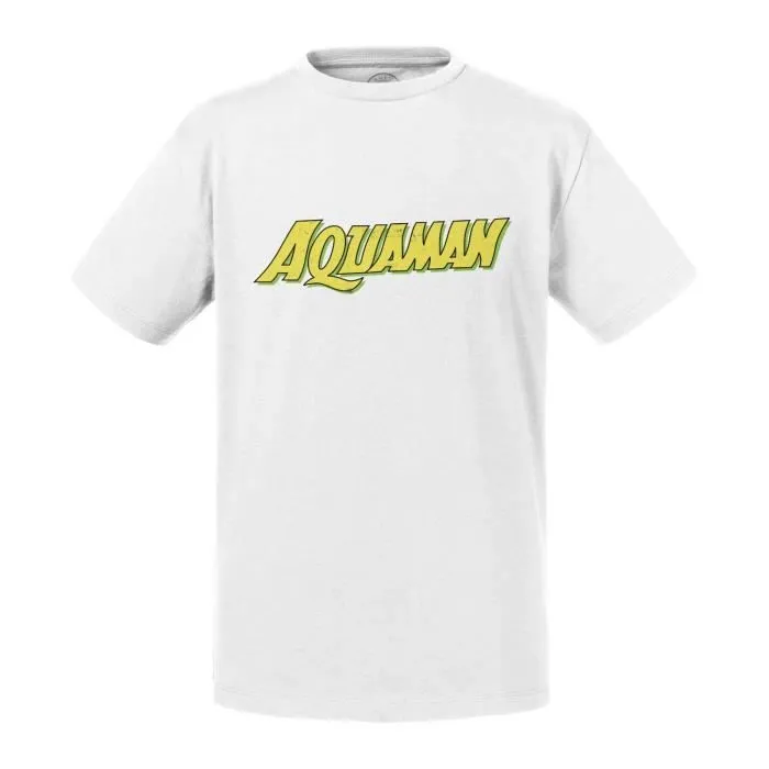 T-shirt Enfant Blanc Aquaman Super Héros BD Film Geek-0
