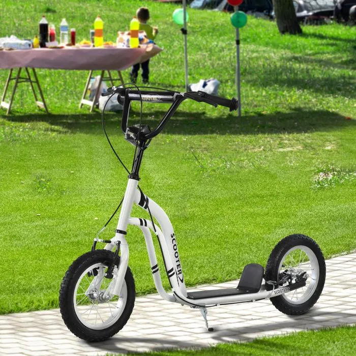HOMCOM - trottinette - Métal - 120x58x95cm - Blanc-2