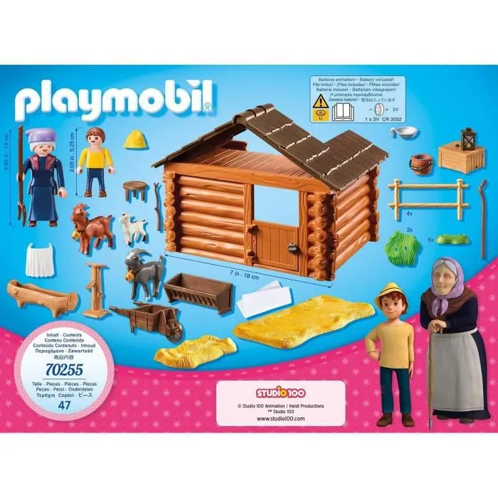 PLAYMOBIL - Heidi - Peter avec étable de chèvres - 47 pièces - Pour enfants à partir de 4 ans-2