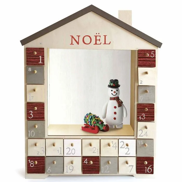 Calendrier de l'Avent maison en bois 48 x 38 cm-2