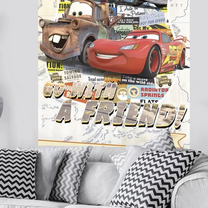 Poster géant intissé - Disney Pixar - Cars - H 200 x L 120 cm - Multicolore - Facile à poser-0