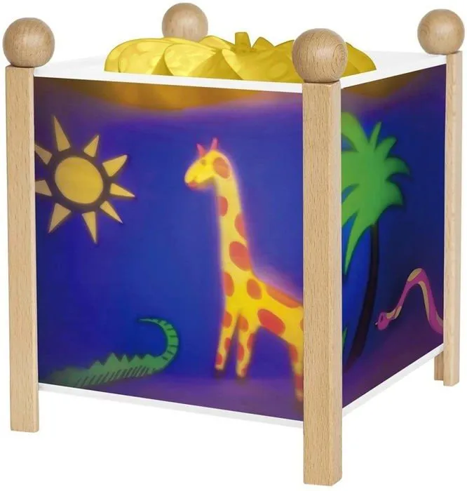 Veilleuse Lanterne Magique Jungle - TROUSSELIER - Bois Naturel Vernis - 12V-1