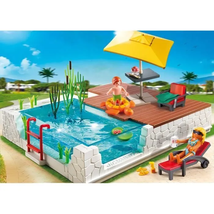 Playmobil City Life - Piscine avec Terrasse - 5575 - Blanc, Bleu et Marron-1