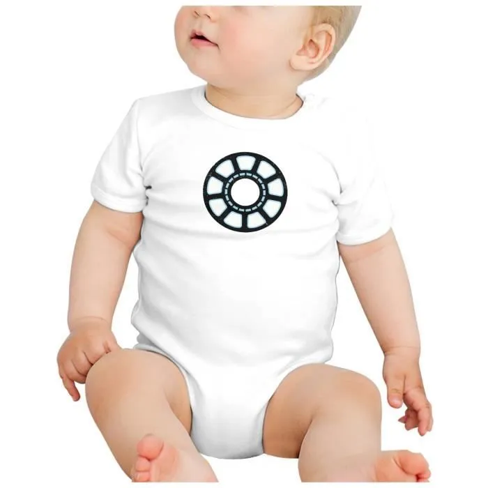 Body Bébé Manche Courte Blanc Iron Man Arc Reactor Super Héros BD Film Geek-1
