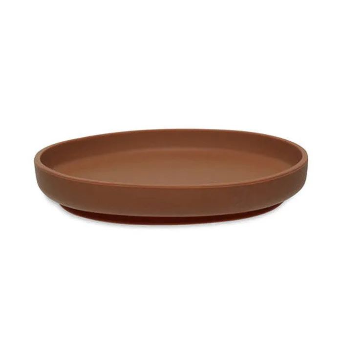 Assiette en silicone - Caramel - Pour bébé et enfant - Ventouse pratique - Marron - JOLLEIN-0