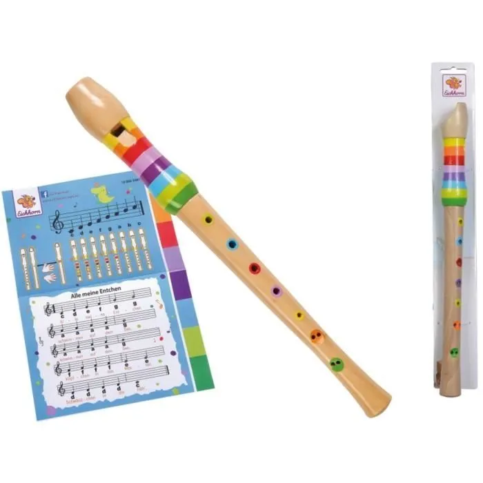 Flûte droite en bois pour enfants 32 cm-3
