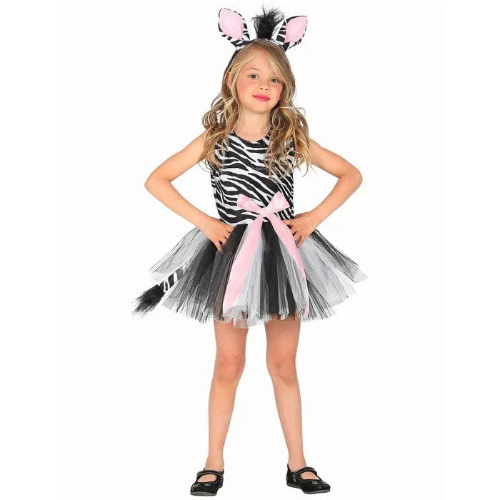 Déguisement de zèbre pour enfant avec tutu et serre-tête - WIDMANN - 10362 - Noir-0