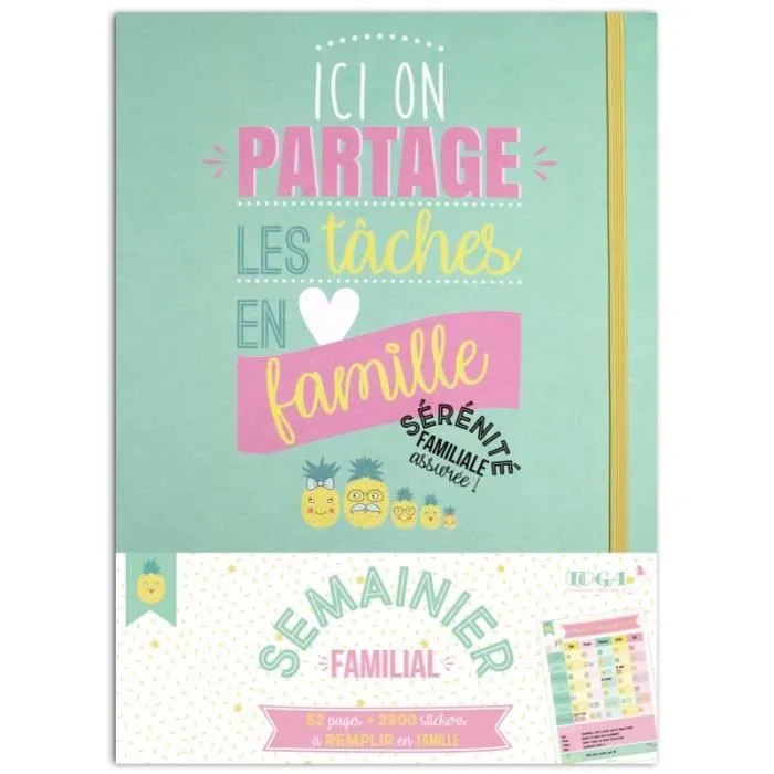 Semainier - Toga - Kit Semainier Familial - 52 pages - 2900 stickers - Couverture rigide-1