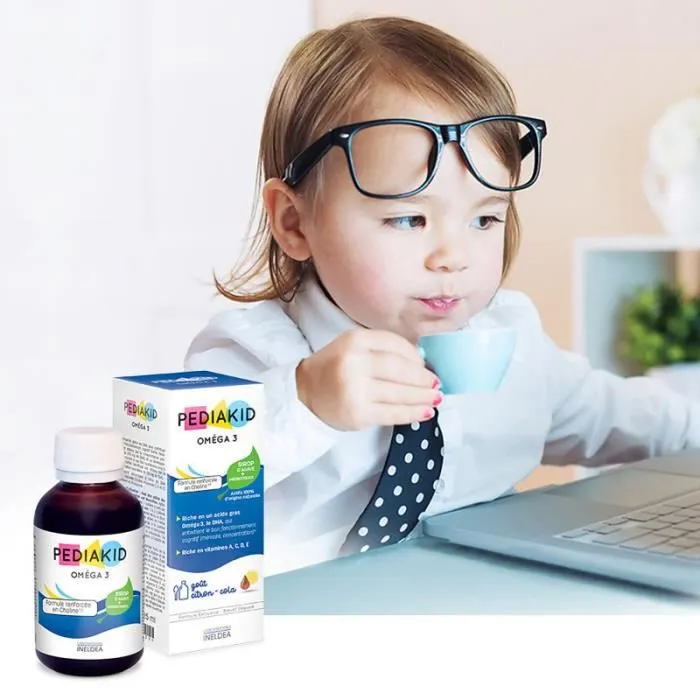 Lot de 3 PEDIAKID Oméga 3 - Complément Alimentaire Enfant - DHA & Vitamines Sirop d'agave & prébiotiques - Gout Citron Cola-1