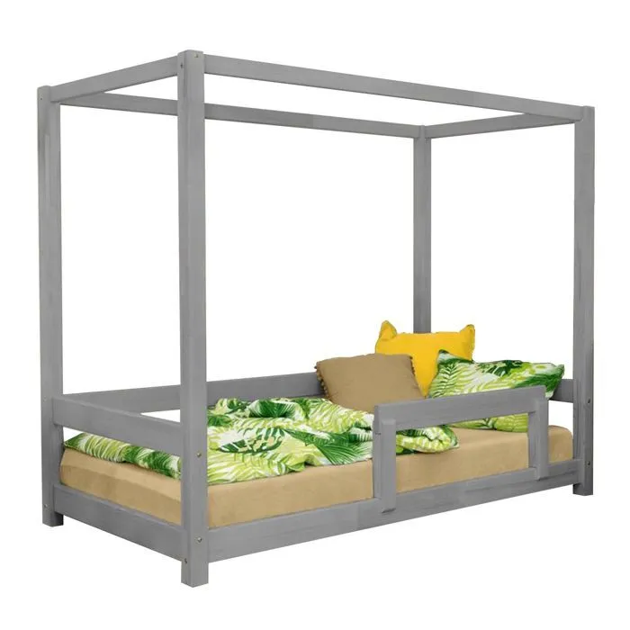 Lit cabane enfant BUNKY 90 x 160 gris-0
