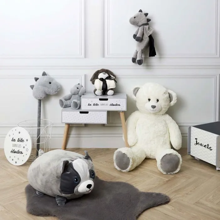 Peluche ours - JARDINDECO - 90 cm - Polyester - Blanc - Gamme Plush-3