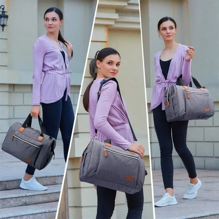 Sac À Langer Grande Bandoulière Multifonctionnel Bébé - Welavila - Quotidien - Gris - Femme-2