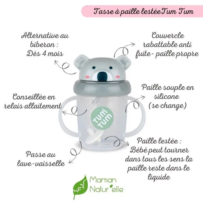 Tasse d'apprentissage - Tasse anti fuite + paille lestée Koala - V3 - TUMTUM-1