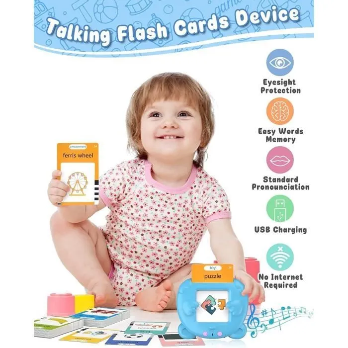 Cartes Flash Parlantes Anglais, Jeux éducatifs 1 2 3 4 5 6 Ans, Jouet Enfant Jouets d'apprentissage avec Cartes 112 Feuilles-2