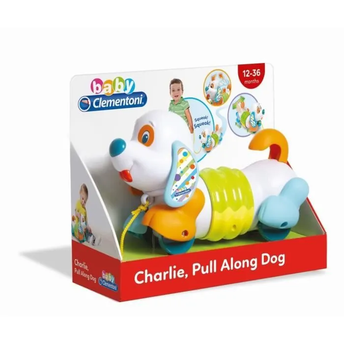 Jouet à tirer Baby Clementoni - Mon chien articulé et sonore pour enfant de 12 mois - Blanc-1