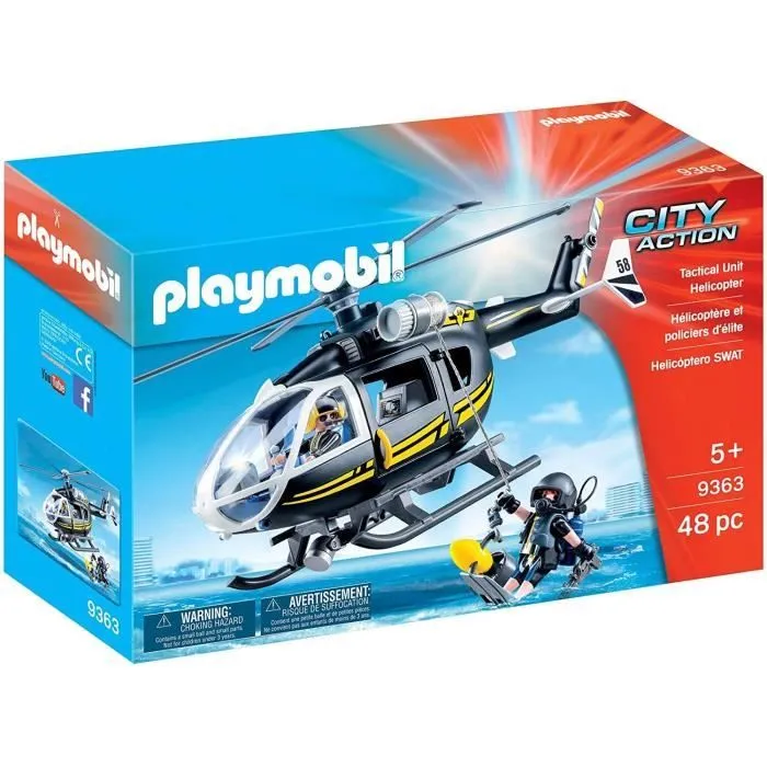 PLAYMOBIL - City Action - Hélicoptère et policiers d'élite - 48 pièces - Mixte - A partir de 5 ans-0