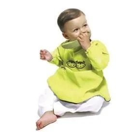 BABYTOLOVE Tablier Bavoir "Bib" Lime/Taupe-0