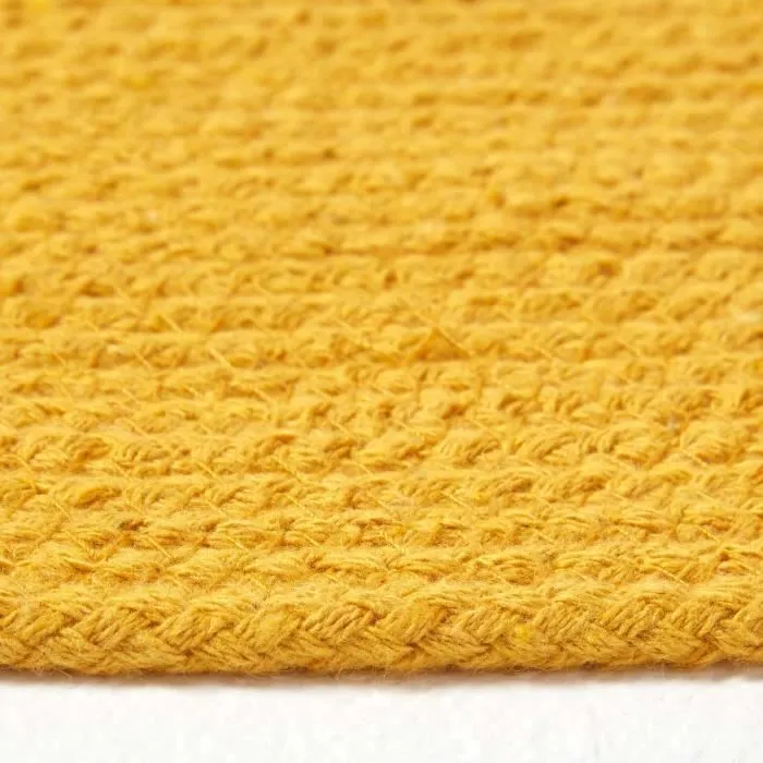Tapis rond - Tapis - Jaune Moutarde - 150 cm - Coton - Réversible-3