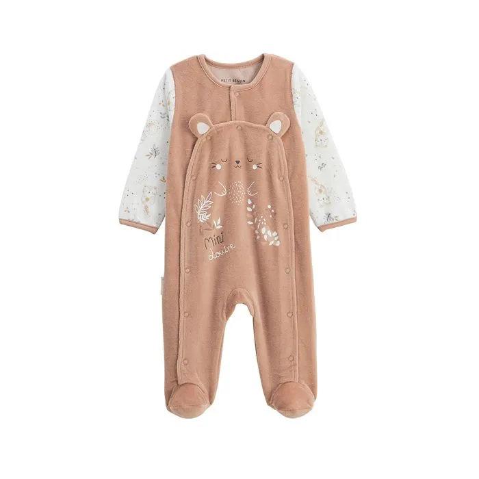 Pyjama bébé - Mini Loutre - Velours - Ouverture pont - Beige - Mixte-0