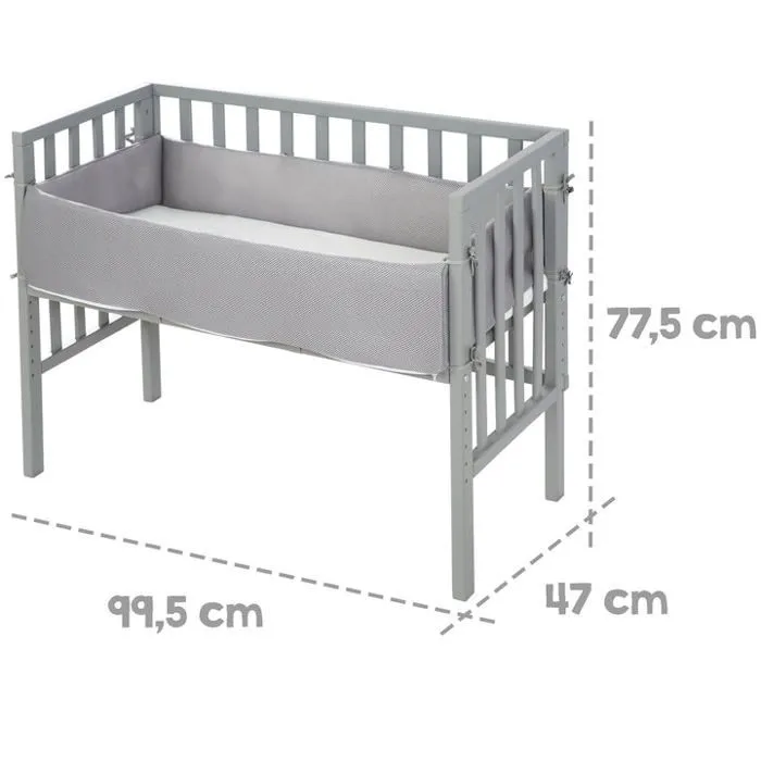 Lit Cododo ROBA - Gris - Matelas ventilé + Tour de lit + Barrière - Bébé - 0 mois - Naissance-3