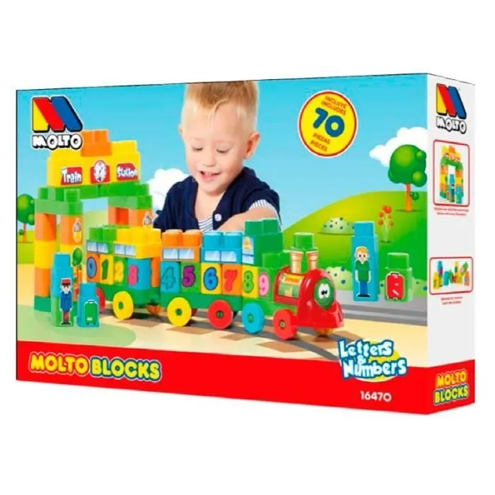 Molto Set du Construction Train avec Nombres et Lettres (Molto 16470)-0