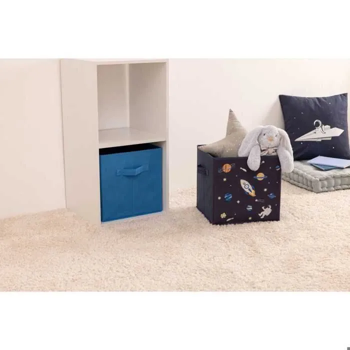 Atmosphera Kids - Lot de 2 boites de rangement Espace en tissu - 29x29x29cm - Bleu-1