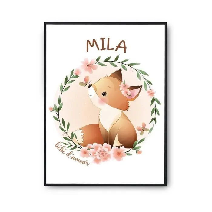 Affiche - Bébé d'amour - Renard - 42 x 59.3 cm - Papier 310 g/m² - Décoration murale-0