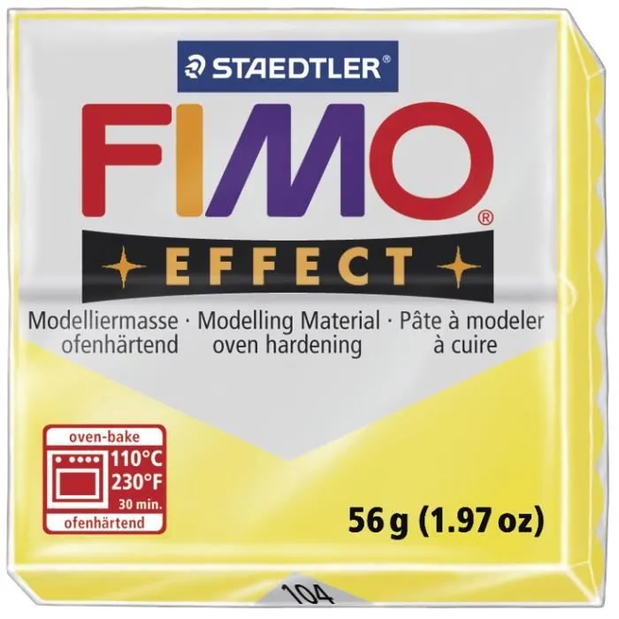 Pâte à modeler polymère - FIMO - FimoEffect Translucide - Couleur Citron - 56g - Non toxique-0