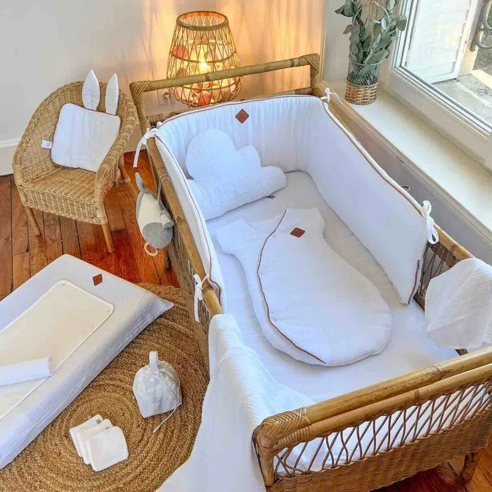 Housse de matelas à langer en gaze de coton, Jeanne Beige-3
