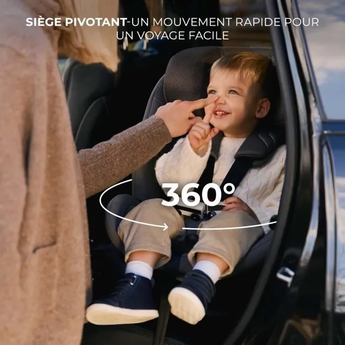 Siège auto I-size 40-150 cm - KINDERKRAFT XRIDER - Rotation à 360° - Base intégrée avec isofix - 8 positions d'inclinaison - Noir-3