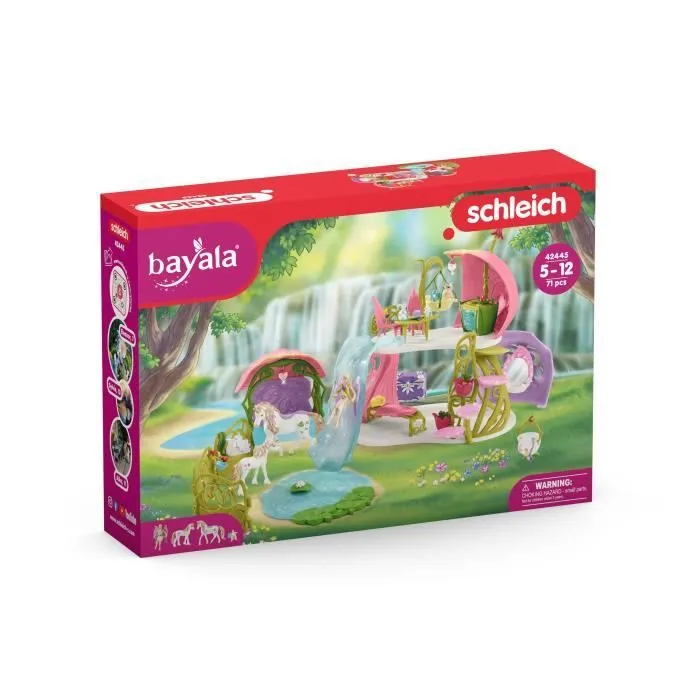 Maison-fleur pailletée avec licornes, lac et écurie - Schleich - 42445 - Multicolore - Rose - Fille-1