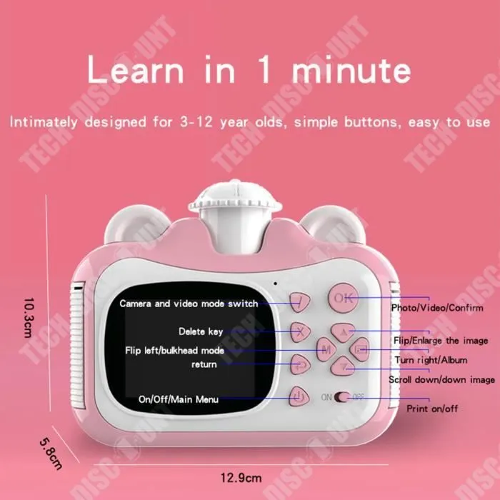 Caméra pour enfants - TD® - Modèle 220 - 1080p - Autonomie 72h - Couleur rose clair-2