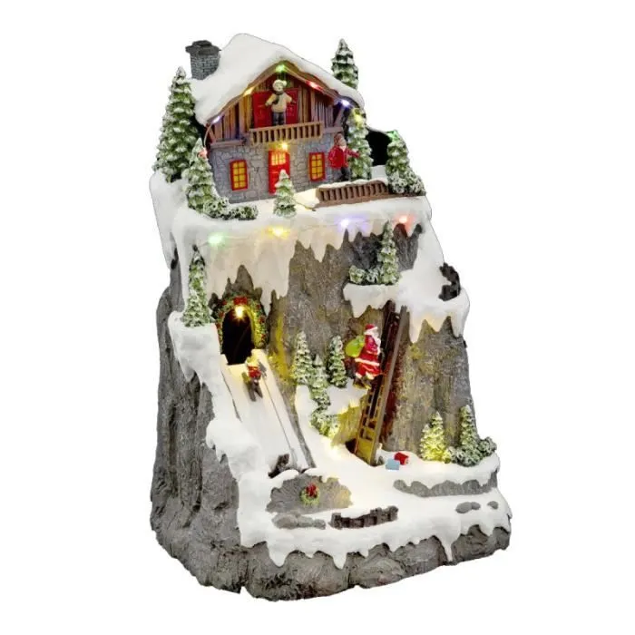 Village de Noël père Noël grimpeur animé 17 LED + transfo Feeric lights & christmas-0