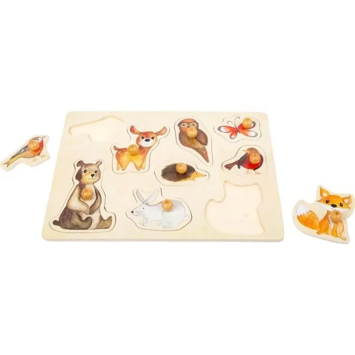 Puzzle en bois Bosdierenbois junior 9 pièces - SMALL FOOT - Animaux - Multicolore - Blanc - Enfant-1