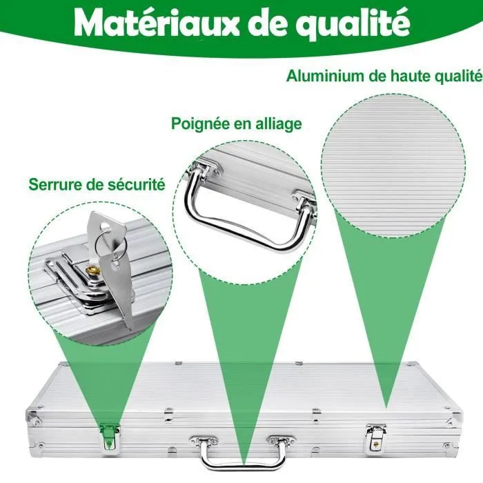 Coffret de Poker - LZQ - Mallette en Aluminium - 500 Jetons - 2 Jeux de Cartes - 5 Dés-1