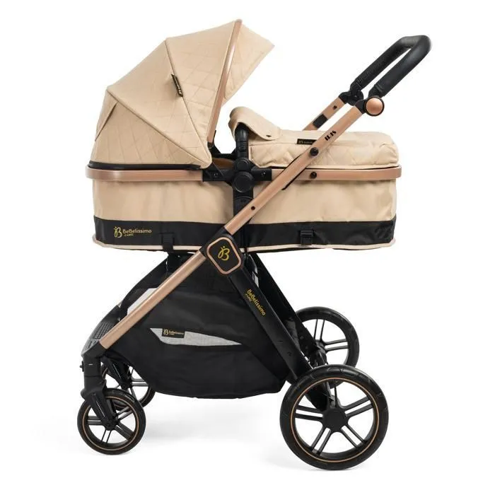 BEBELISSIMO - Poussette combinée trio 3 en 1 - siège auto 0+ IRIS – nacelle – dès la naissance – jusqu’à 22kg  - beige-1