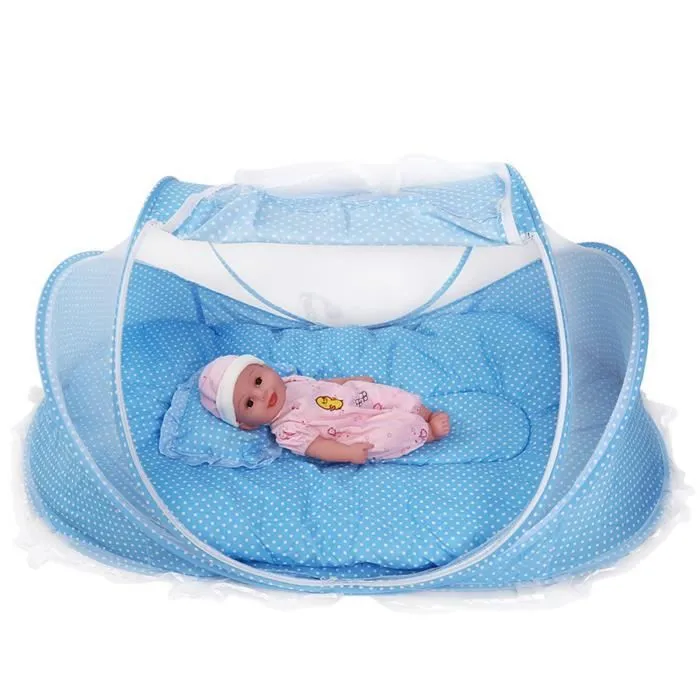 Tente de berceau anti-insectes pliable portable pour bébé - SURENHAP - Bleu